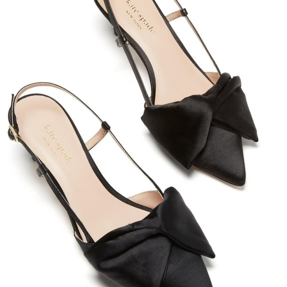 Kate Spade Black Satin Bow Heels